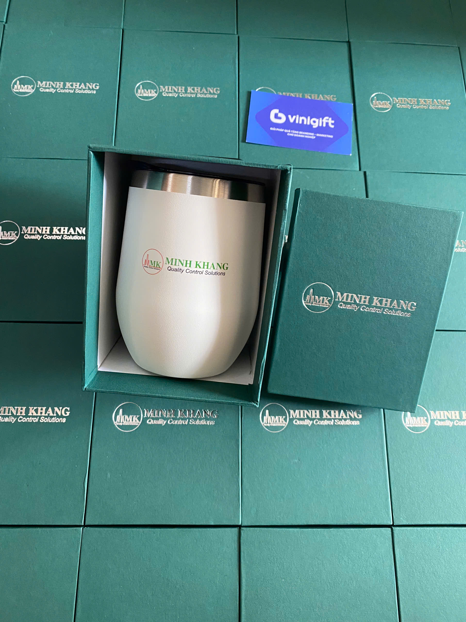 Ly trứng in logo Minh Khang & Vinigift
