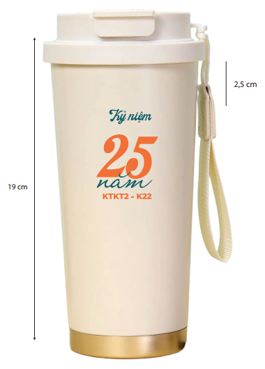 VINIGIFT x SET QUÀ TẶNG HỌP LỚP KỶ NIỆM 25 RA TRƯỜNG Ly giữ nhiệt và cáp sạc đa năng in logo ấn tượng