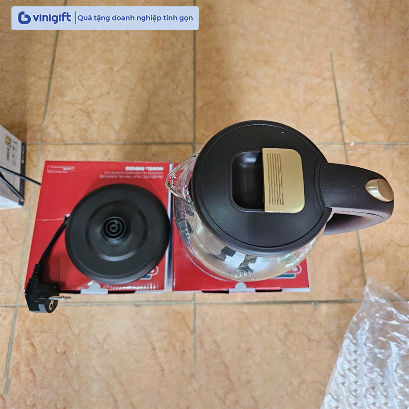 Ấm siêu tốc, bình siêu tốc thủy tinh cao cấp 1.8L SUNHOUSE SHD1212 in logo thương hiệu