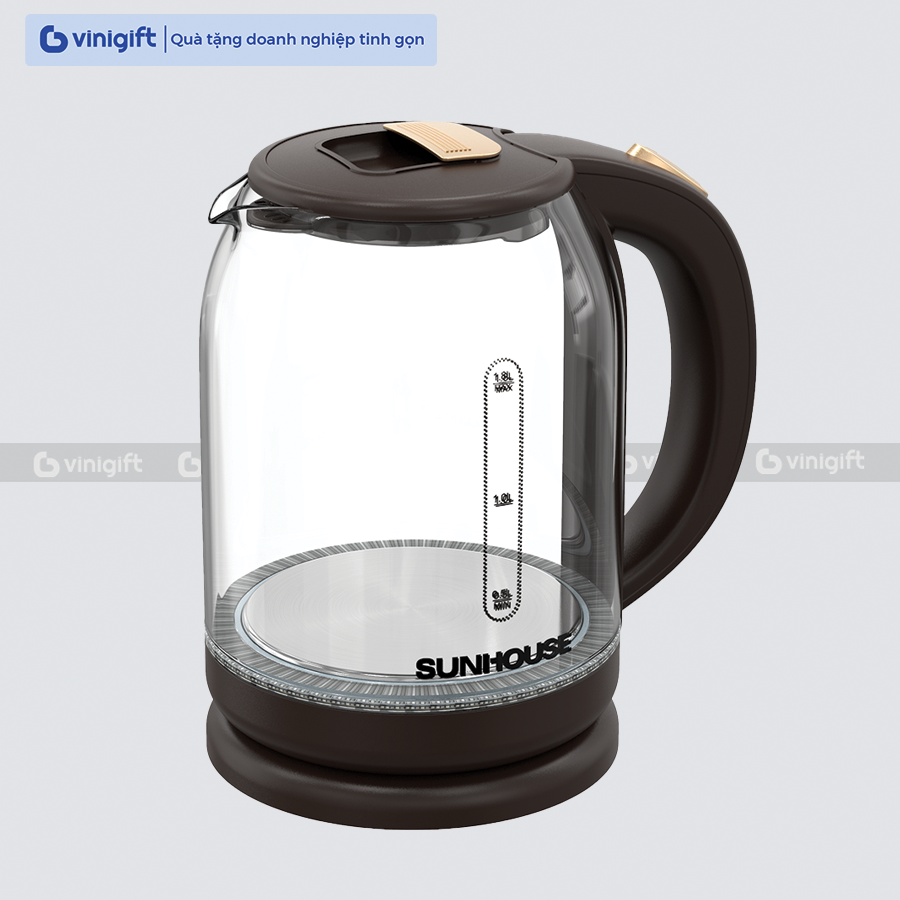 Ấm siêu tốc, bình siêu tốc thủy tinh cao cấp 1.8L SUNHOUSE SHD1212 in logo thương hiệu