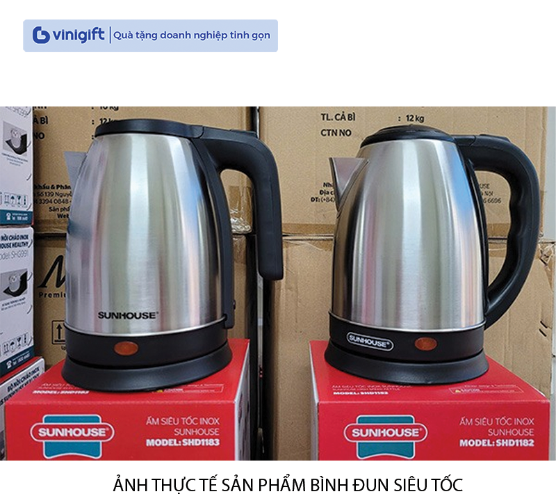 Ấm siêu tốc inox Sunhouse SHD1182 1.8 lít in logo thương hiệu giá tốt