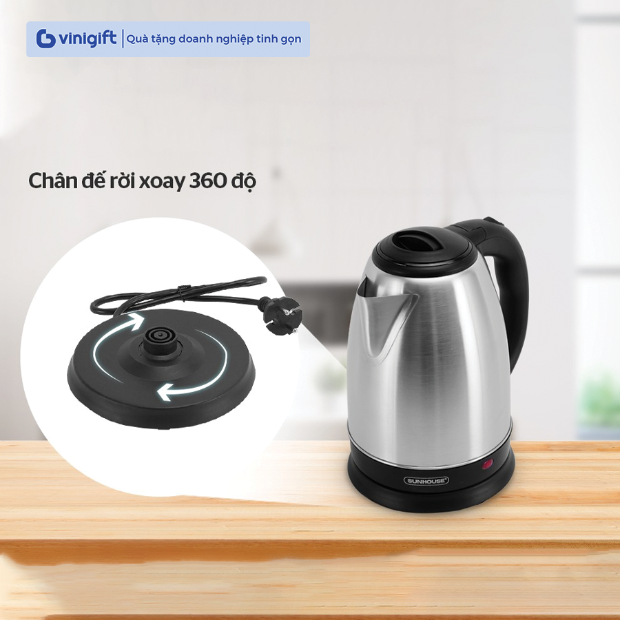 Ấm siêu tốc inox Sunhouse SHD1182 1.8 lít in logo thương hiệu giá tốt