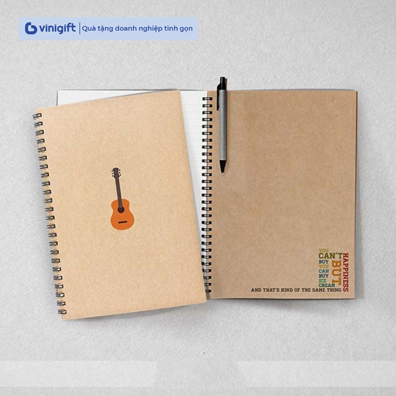 In sổ tay lò xo A4, A5, A6 bìa giấy Kraft theo yêu cầu, giá rẻ, chất lượng cao