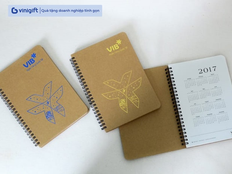In sổ tay lò xo A4, A5, A6 bìa giấy Kraft theo yêu cầu, giá rẻ, chất lượng cao