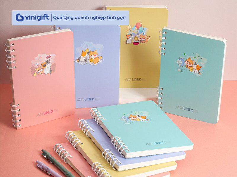 In sổ tay lò xo A5 cao cấp với lò xo kép in ấn theo yêu cầu, giá tốt, chất lượng cao